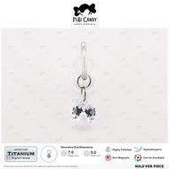 FiBiCandy CHRM009 Allain Charm ASTM F136 Titanium Earring Teardrop Clear CZ