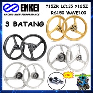 ENKEI SPORT RIM 303 3 Batang LC135 Y15ZR Y125Z WAVE100 LEGANDA 115 EX5 DREAM FRONT AND REAR 303 ALUMINUM WHEEL PNP ADA BEARING