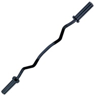 Body-Solid Olympic EZ Barbell Curl Bar with Knurled Grip, 47" Black Finish for Upper Arm Mass, Stren