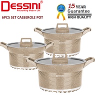 DESSINI ITALY GSB-6-S 6 PCS 20CM 24CM 28CM Die Cast Aluminium Non Stick Casserole Pot Bowl Deep Fry Pan Cookware PERIUK