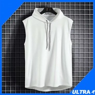 Sleeveless Sport Shirt Men Hoodie Loose Vest Jogging Basketball Leisure Tactical Baju Tidak Berlenga
