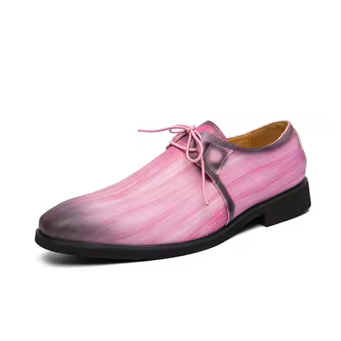 Fashion Men Leather Shoes Mixed Colors Dress Shoes Pink Wedding Shoe Autumn Plus Size 48 Causal Male