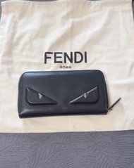 Fendi 正品黑色怪獸眼長款銀包wallet clutch 85新連原裝防塵袋 到付