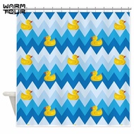 Warm Tour Duck Parade Chevron Pattern Shower Curtain Polyester Fabric Waterproof Mildew Resistant Ba