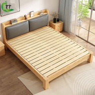 Thickened Solid Wood Bed Frame Economical 1.8m Master Bedroom Double Bed 1.2m Rental Room Soft Singl