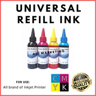 Universal Inkjet Printer Refill Ink 100ml Black / Cyan / Magenta / Yellow for Brother, Canon, HP,  Epson Printer