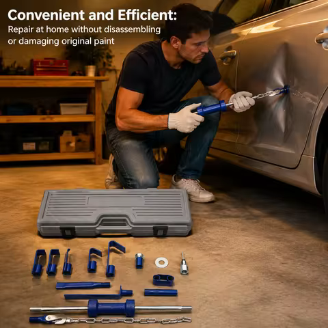 Slide Hammer Dent Puller Set with Carrying Case Automotive Hammer Puller Frame Set Heavy Duty Metal 