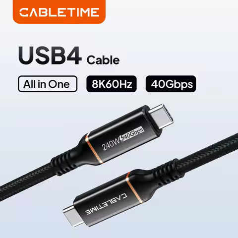 CABLETIME USB4 Cable For Laptop MacBook Dock 40Gbps Support 8K 60Hz PD240W Fast Charging Thunderbolt