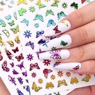 16pcs  Holographic Laser Butterfly Nail Stickers Set, 3D Iridescent Colorful Butterfly Decals for Ma