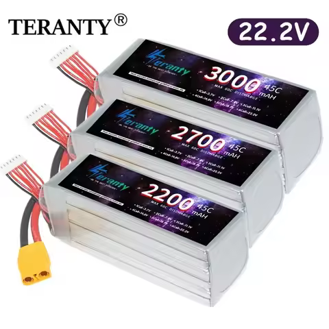 TERANTY 6S LIPO Battery 22.2V RC Lipo 1500mah 1800mah 2200mah 2700mah 3000mah XT60 T XT90 Plug 45C F