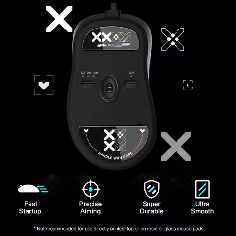 Mouse Feet Skate Compatible with Zowie EC1-A EC2-A EVO wired Mouse, Rounded Curved Edges Flawless Gl