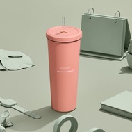 Oolab 莫蘭迪系列 二代不鏽鋼吸管杯850ml-蜜桃奶油