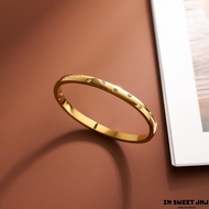 Korean Gold Bangle Stainless Steel Non Tarnish Crystal Inlay Aesthetic Accessories Women