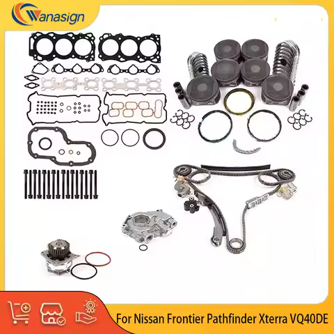 Engine Parts Overhaul Rebuild Gasket Piston Timing Chain Kit Fit 4.0 L V6 Gas For 05-10 Nissan Front