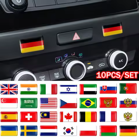 3D Epoxy Car Exterior/Interior Decoration Small Sticker For Brazil Germany Russia France France Swed