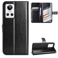 Luxury Crazy Horse PU Leather Casing Realme GT Neo 3 Neo3 Flip Cover Lanyard Card Holder Wallet Case