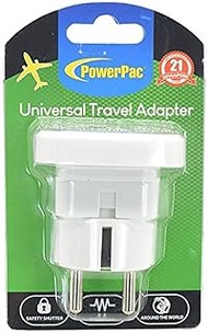 POWERPAC PT11BK Multi Travel Adapter, Europe 2 Round with Earth