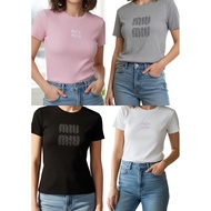 M i U M i U Cotton Ribbed Shirt stretchable full length