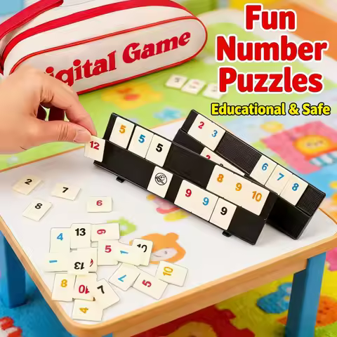 Rummy Cube Game with 4 Racks, 106 Rummy Cube Game Set with Portable Case, Rummy Tiles Travel Set for