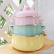 Thick Candy-Colored Enamel Soup Pot16cm18cm20cmStew Pot Soup Pot Small Hot Pot Three-Piece Set Ename