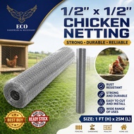 1/2" × 1/2" Chicken Wire Mesh Netting Hexagonal Wire Mesh Jaring Besi Bela Ayam 3Feet x65Feet