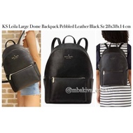 KS Leila Large Dome Backpack Pebbled Leather Black 