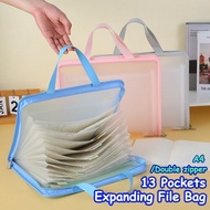 13-Layer A4 Expanding File Organizer with Zipper Waterproof PVC File Bag H Student Handbag 35.5×29