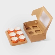 Kraft Cupcake Box Contains 4 6 9 Holes