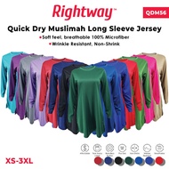 Rightway QDM56 100% Microfiber Jersey Muslimah Kosong Jersi Muslimah Plain Long Sleeve Quick-Dry Training T-Shirt Female Lady Muslimah Dress Adult Sportswear Microfiber Antimicrobial Plain Long Sleeve Tee For Women QAYRAA