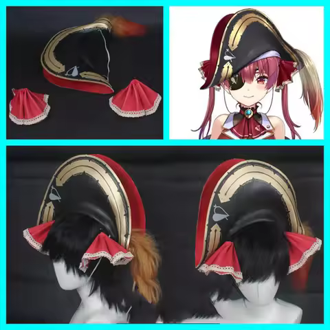 Anime VTuber Hololive Houshou Marine Captain Cosplay Hat Patch Prop Halloween Clothing Accessories