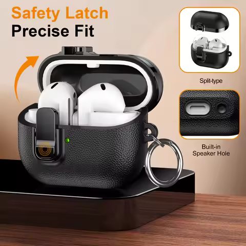 Security Lock Cover For Samsung Galaxy Buds 3 Buds3 Pro Electroplated leather Case For Samsung Buds 