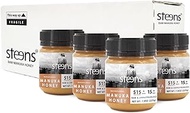 Steens - Raw Manuka Honey UMF 15+ with MGO 514+, Cold Pressed New Zealand Natural Honey, Whole Comb Processed Raw Honey for Face, Skin, and Oral Consumption, Monofloral, 4 Jars, 7.9 oz each