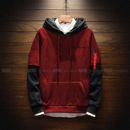 BlackTipe Hoodie Pria / Jaket Sweater Hoodie Pria - Merah Maroon Lengan Hitam