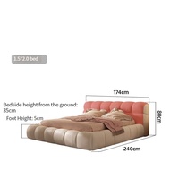 HOMIE LIFE leather bed ฐานเตียง+หัวเตียง (ไม่รวมที่นอน)  เตียงติดพื้น ทันสมัย สไตล์คลาวด์ 5 ฟุต 6 ฟุต H57