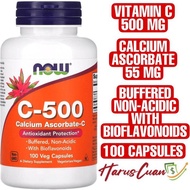 Now Foods Vitamin C-500 500 mg 100 Capsules Calcium Ascorbate-C Buffered Antioxidant Non-Acidic Aman