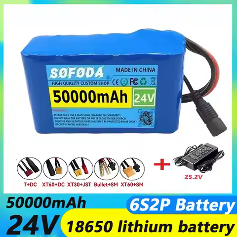 ️️ 24V 50Ah 6S3P 18650 rechargeable lithium-ion battery 25.2V 50000mAh lithium-ion battery pack+char