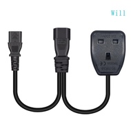 Will IEC320 C14 to IEC320 C13+UK13A Power Cord 1 in 2 Out Y-splitter Adapter Line