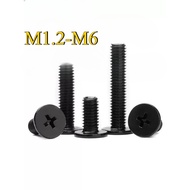 Carbon steel black flat head cross screw thin head thin thin edge large flat head flat head screw M1