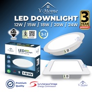 [SIRIM] VHome® LED Downlight Round Square 12W 15W 18W 20W 24W  4" 6'' 8" Recessed Downlight Panel Ce
