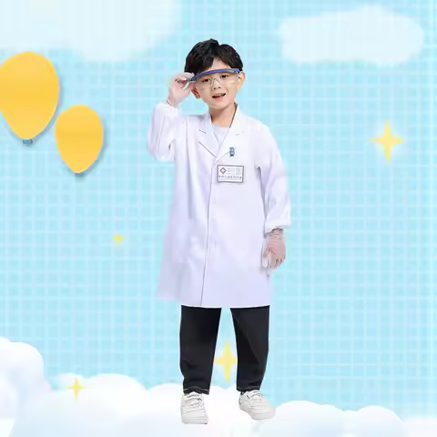 Kids Doctor Nurse Costume Child White Lab Coat Role Play Work Uniform for Pretend Play Fun Essential