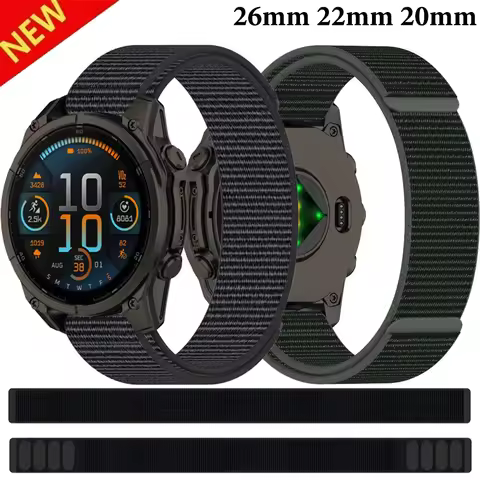 26/22/20mm Hook Loop Nylon Strap For Garmin Fenix 8 Sport Comfortable Bracelet Fenix E 7X Enduro3/Qu