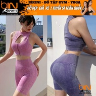 Women's pickleball yoga gym set, bra with padding and high-quality Guangzhou knitted elastic buttSho