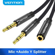Vention 3.5mm AUX Cable Adapter 1 Female To 2 Male Mic Splitter Headset Adapter Audio Splitter Headphone for PC