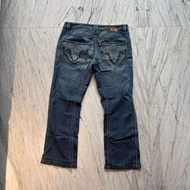 ANTIQUE DENIM Mens Size 32 Dark Blue Thick Stitch Embellished natural cut Jeans vintage excellent co