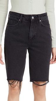 PAIGE Women's Robbie Vintage Covered Button Fly Raw Hem High Rise Short