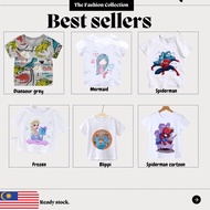 BLIPPI /blippi/Dinasours/frozen/mermaid/spiderman New Arrivals Clothes Cartoon Tshirt Short-sleeved 