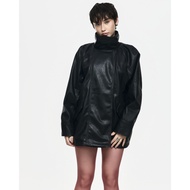 Jacket Leather Long HIGH COLLAR Faux Leather 67PERCENT/67% - HIGH COLLAR LEATHER JACKET