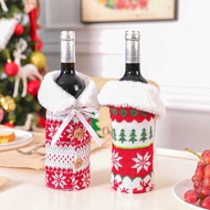 Qiaochi Nordic Knitted Elk Snowflake Red Wine Bottle Holder Decorative Fur Ball Wine Bottle Holder H