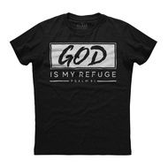 God Is My Refuge Psalm 91 Christian Religious Mens Cotton Black Tshirt