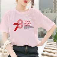 kaos baju atasan unisex tshirt 17 agustus indonesia agustusan hut ri - merah muda m